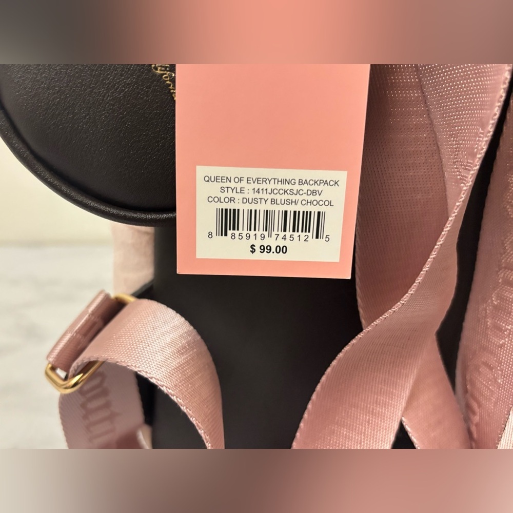 NWT Juicy Couture Cafe Dusty Blush Queen Of Everything Backpack Change Purse - Picture 6 of 10